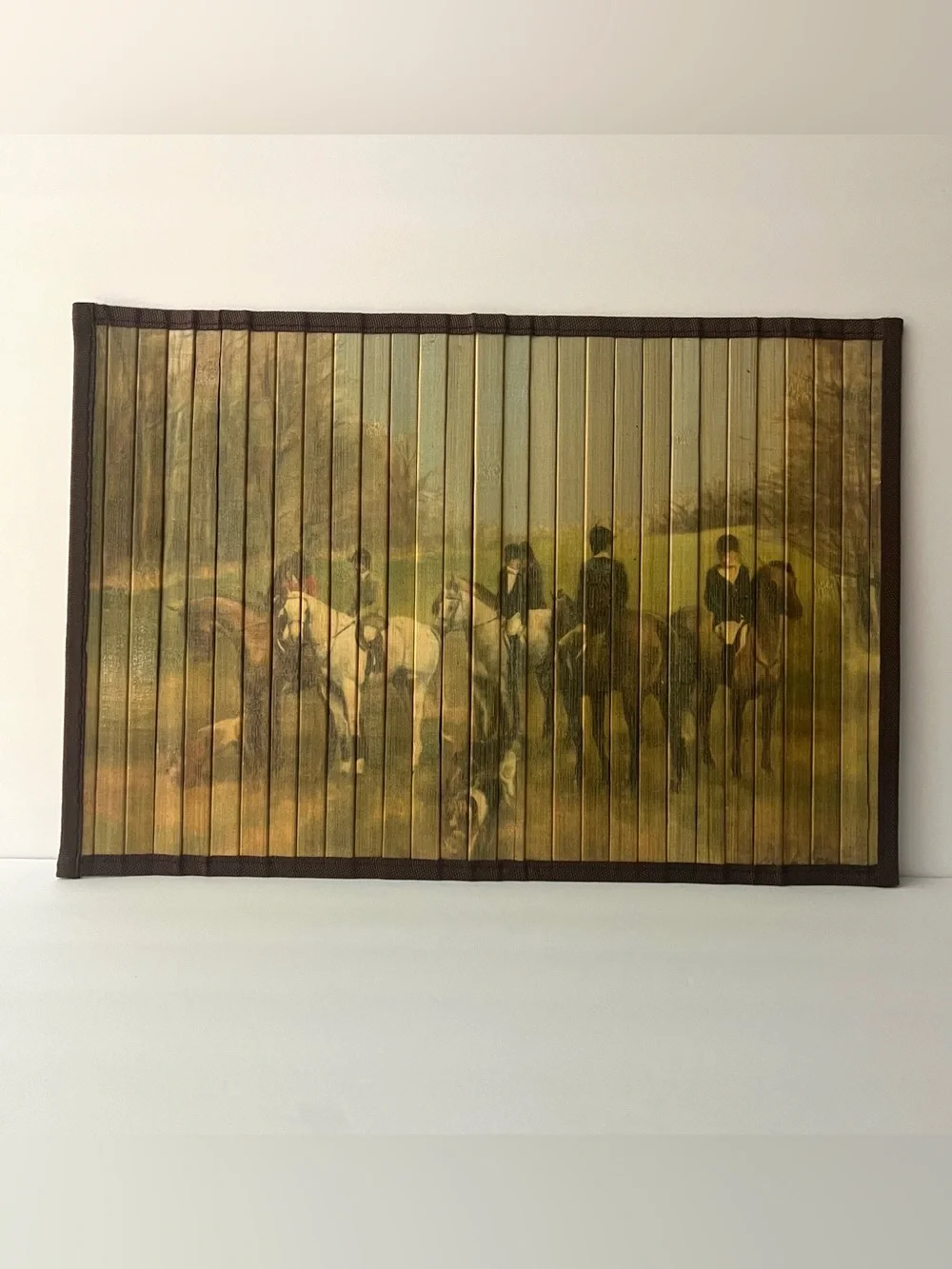 4 Equestrian Hunting Scene Wood Slatted Placemats
